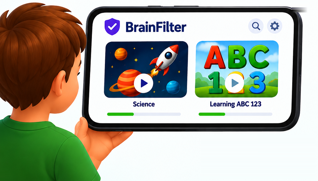 Child using BrainFilter on a tablet